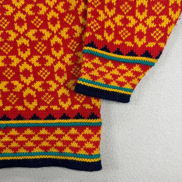 Vintage Lands End Sweater Womens M Wool Geometric Nordic Knit Norway Boxy Fit - Picture 3 of 7